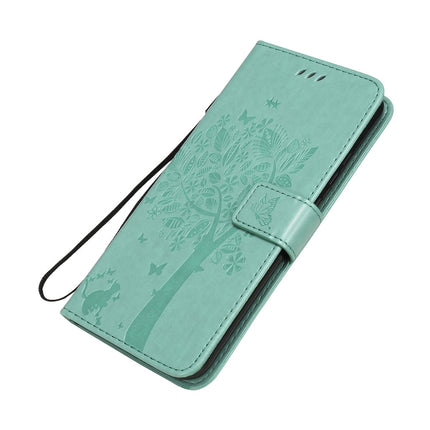 Tree & Cat Embossed Pattern Horizontal Flip Leather Case with Holder & Card Slots & Wallet & Lanyard, For Huawei P40 Lite E, For Huawei P Smart 2020
