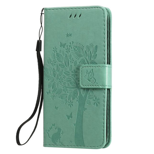 Tree & Cat Embossed Pattern Horizontal Flip Leather Case with Holder & Card Slots & Wallet & Lanyard, For Huawei Y5p, For Huawei Y6p