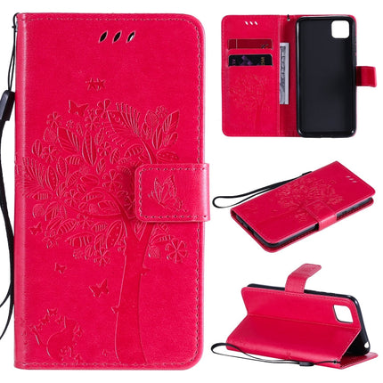 Tree & Cat Embossed Pattern Horizontal Flip Leather Case with Holder & Card Slots & Wallet & Lanyard, For Huawei Y5p, For Huawei Y6p