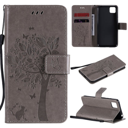 Tree & Cat Embossed Pattern Horizontal Flip Leather Case with Holder & Card Slots & Wallet & Lanyard, For Huawei Y5p, For Huawei Y6p