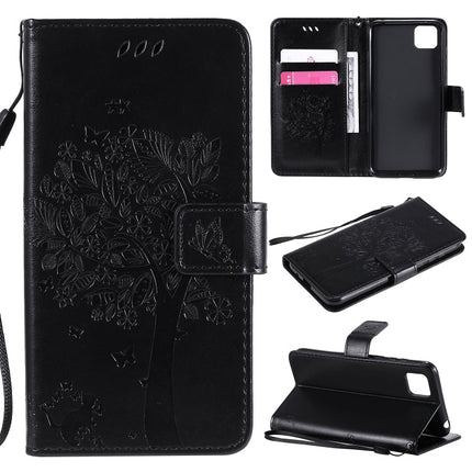 Tree & Cat Embossed Pattern Horizontal Flip Leather Case with Holder & Card Slots & Wallet & Lanyard, For Huawei Y5p, For Huawei Y6p