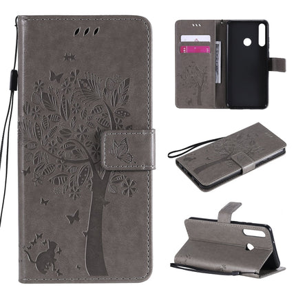 Tree & Cat Embossed Pattern Horizontal Flip Leather Case with Holder & Card Slots & Wallet & Lanyard, For Huawei Y5p, For Huawei Y6p