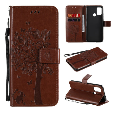 Tree & Cat Embossed Pattern Horizontal Flip Leather Case with Holder & Card Slots & Wallet & Lanyard, For Huawei Honor 9A, For Huawei Honor 30 Pro