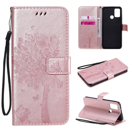 Tree & Cat Embossed Pattern Horizontal Flip Leather Case with Holder & Card Slots & Wallet & Lanyard, For Huawei Honor 9A, For Huawei Honor 30 Pro