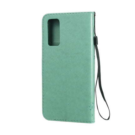 Tree & Cat Embossed Pattern Horizontal Flip Leather Case with Holder & Card Slots & Wallet & Lanyard, For Huawei Honor 30, For Huawei Honor Play4T Pro