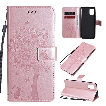 Tree & Cat Embossed Pattern Horizontal Flip Leather Case with Holder & Card Slots & Wallet & Lanyard, For Samsung Galaxy A21s, For Samsung Galaxy A31