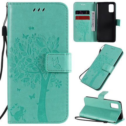 Tree & Cat Embossed Pattern Horizontal Flip Leather Case with Holder & Card Slots & Wallet & Lanyard, For Samsung Galaxy A41, For Samsung Galaxy A51 5G