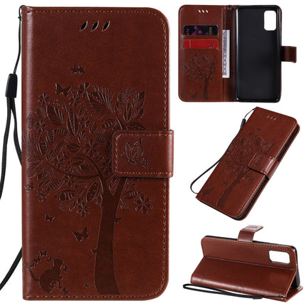 Tree & Cat Embossed Pattern Horizontal Flip Leather Case with Holder & Card Slots & Wallet & Lanyard, For Samsung Galaxy A41, For Samsung Galaxy A51 5G