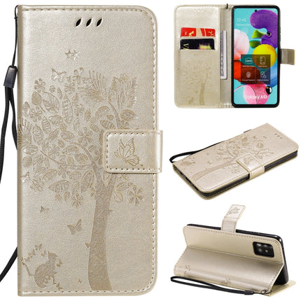 Tree & Cat Embossed Pattern Horizontal Flip Leather Case with Holder & Card Slots & Wallet & Lanyard, For Samsung Galaxy A41, For Samsung Galaxy A51 5G