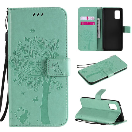 Tree & Cat Embossed Pattern Horizontal Flip Leather Case with Holder & Card Slots & Wallet & Lanyard, For Samsung Galaxy A71 5G, For Sony Xperia L4