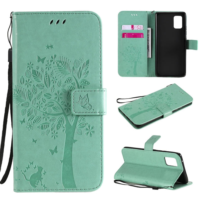Tree & Cat Embossed Pattern Horizontal Flip Leather Case with Holder & Card Slots & Wallet & Lanyard, For Samsung Galaxy A71 5G, For Sony Xperia L4