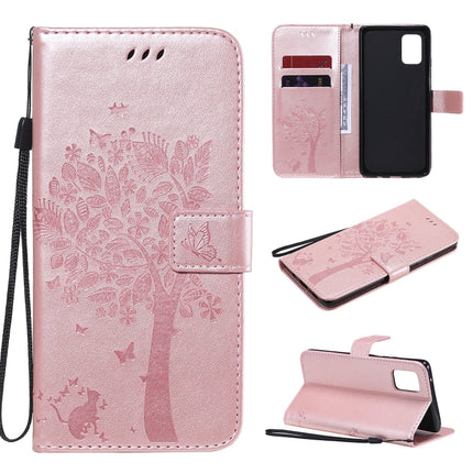 Tree & Cat Embossed Pattern Horizontal Flip Leather Case with Holder & Card Slots & Wallet & Lanyard, For Samsung Galaxy A71 5G, For Sony Xperia L4