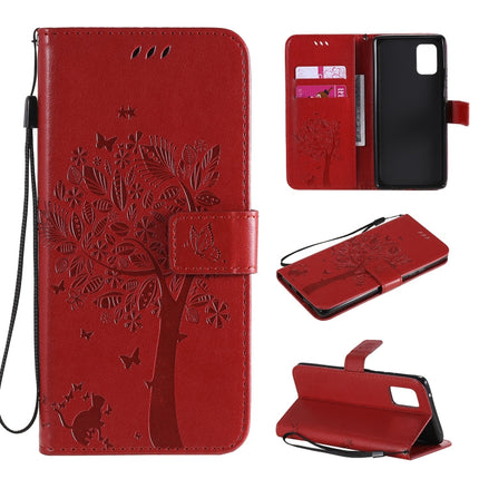 Tree & Cat Embossed Pattern Horizontal Flip Leather Case with Holder & Card Slots & Wallet & Lanyard, For Samsung Galaxy A71 5G, For Sony Xperia L4