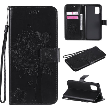 Tree & Cat Embossed Pattern Horizontal Flip Leather Case with Holder & Card Slots & Wallet & Lanyard, For Samsung Galaxy A71 5G, For Sony Xperia L4