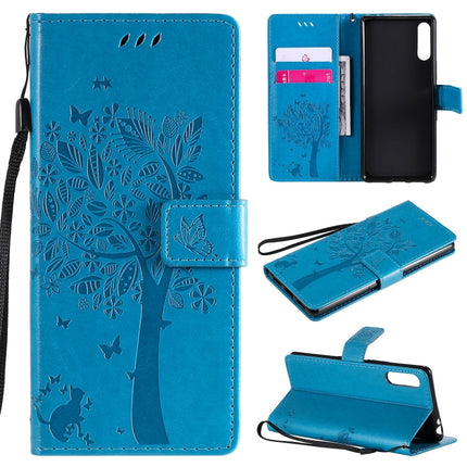 Tree & Cat Embossed Pattern Horizontal Flip Leather Case with Holder & Card Slots & Wallet & Lanyard, For Samsung Galaxy A71 5G, For Sony Xperia L4