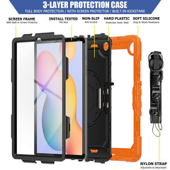 For Samsung Galaxy Tab S6 Lite P610 Shockproof Colorful Silicone + PC Protective Case with Holder & Shoulder Strap & Hand Strap & Pen Slot, For Samsung Galaxy Tab S6 Lite P610