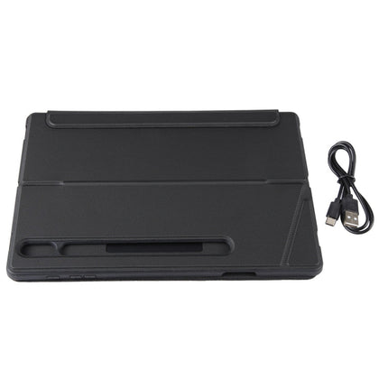 T970B-AS Pivot Backlight Upper Pen Tray Bluetooth Keyboard Leather Case For Samsung Galaxy Tab S7+/S7 FE/S8+