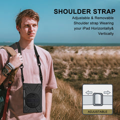Shockproof Colorful Silicone + PC Protective Case with Holder & Shoulder Strap & Hand Strap & Pen Slot, For Samsung Galaxy Tab S6 Lite P610, For iPad Pro 12.9 2021 / 2020