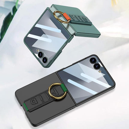 GKK Integrated Ultrathin Shockproof Phone Case with Ring Wrist Strap, For Samsung Galaxy Z Flip7 5G, For Samsung Galaxy Z Flip6, For Samsung Galaxy Z Flip5, For Samsung Galaxy Z Flip4 5G, For Samsung Galaxy Z Flip3 5G