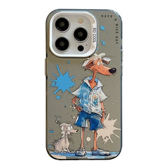 Animal Pattern Oil Painting Series PC + TPU Phone Case, For iPhone 15 Pro Max