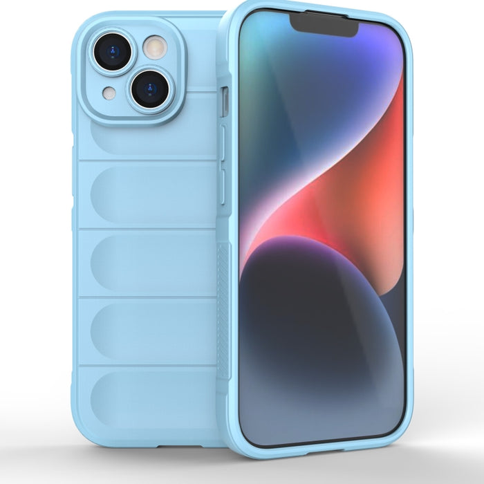 For iPhone 15 Magic Shield TPU + Flannel Phone Case(Light Blue)