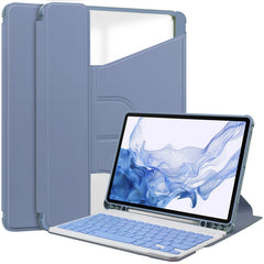 360 Rotation Transparent Smart Leather Case with Keyboard, For Samsung Galaxy Tab S9 FE / S10 FE, For Samsung Galaxy Tab S9 FE+ / S10+, For Samsung Galaxy Tab A9+, For Samsung Galaxy Tab S9