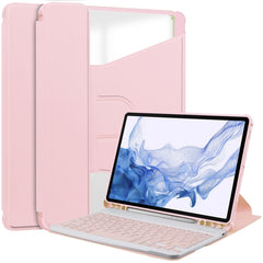 360 Rotation Transparent Smart Leather Case with Keyboard, For Samsung Galaxy Tab S9 FE / S10 FE, For Samsung Galaxy Tab S9 FE+ / S10+, For Samsung Galaxy Tab A9+, For Samsung Galaxy Tab S9