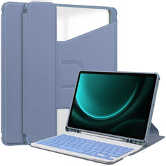 360 Rotation Transparent Smart Leather Case with Keyboard, For Samsung Galaxy Tab S9 FE / S10 FE, For Samsung Galaxy Tab S9 FE+ / S10+, For Samsung Galaxy Tab A9+, For Samsung Galaxy Tab S9