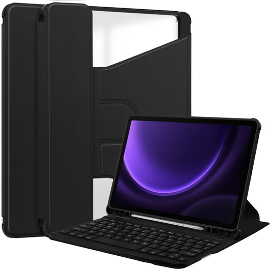 360 Rotation Transparent Smart Leather Case with Keyboard, For Samsung Galaxy Tab S9 FE / S10 FE, For Samsung Galaxy Tab S9 FE+ / S10+, For Samsung Galaxy Tab A9+, For Samsung Galaxy Tab S9