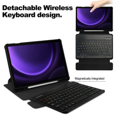 360 Rotation Transparent Smart Leather Case with Keyboard, For Samsung Galaxy Tab S9 FE / S10 FE, For Samsung Galaxy Tab S9 FE+ / S10+, For Samsung Galaxy Tab A9+, For Samsung Galaxy Tab S9