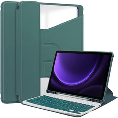 360 Rotation Transparent Smart Leather Case with Keyboard, For Samsung Galaxy Tab S9 FE / S10 FE, For Samsung Galaxy Tab S9 FE+ / S10+, For Samsung Galaxy Tab A9+, For Samsung Galaxy Tab S9