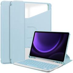 360 Rotation Transparent Smart Leather Case with Keyboard, For Samsung Galaxy Tab S9 FE / S10 FE, For Samsung Galaxy Tab S9 FE+ / S10+, For Samsung Galaxy Tab A9+, For Samsung Galaxy Tab S9