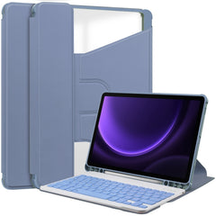 360 Rotation Transparent Smart Leather Case with Keyboard, For Samsung Galaxy Tab S9 FE / S10 FE, For Samsung Galaxy Tab S9 FE+ / S10+, For Samsung Galaxy Tab A9+, For Samsung Galaxy Tab S9