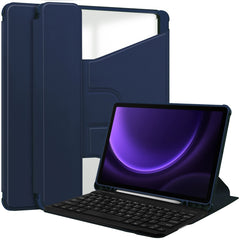 360 Rotation Transparent Smart Leather Case with Keyboard, For Samsung Galaxy Tab S9 FE / S10 FE, For Samsung Galaxy Tab S9 FE+ / S10+, For Samsung Galaxy Tab A9+, For Samsung Galaxy Tab S9