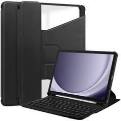 360 Rotation Transparent Smart Leather Case with Keyboard, For Samsung Galaxy Tab S9 FE / S10 FE, For Samsung Galaxy Tab S9 FE+ / S10+, For Samsung Galaxy Tab A9+, For Samsung Galaxy Tab S9