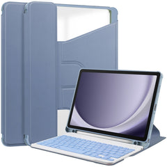 360 Rotation Transparent Smart Leather Case with Keyboard, For Samsung Galaxy Tab S9 FE / S10 FE, For Samsung Galaxy Tab S9 FE+ / S10+, For Samsung Galaxy Tab A9+, For Samsung Galaxy Tab S9