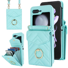 V-shaped RFID Card Slot Phone Case with Ring Holder, For Samsung Galaxy Z Flip7 5G, For Samsung Galaxy Z Flip6 / Flip7 FE, For Samsung Galaxy Z Flip5