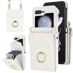 V-shaped RFID Card Slot Phone Case with Ring Holder, For Samsung Galaxy Z Flip7 5G, For Samsung Galaxy Z Flip6 / Flip7 FE, For Samsung Galaxy Z Flip5