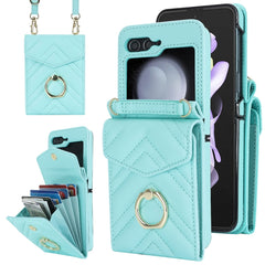 V-shaped RFID Card Slot Phone Case with Ring Holder, For Samsung Galaxy Z Flip7 5G, For Samsung Galaxy Z Flip6 / Flip7 FE, For Samsung Galaxy Z Flip5