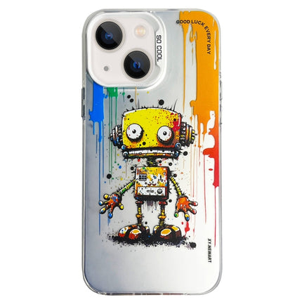 Double Layer Color Silver Series Animal Oil Painting Phone Case, For iPhone 14