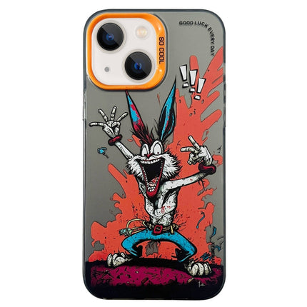 Double Layer Color Silver Series Animal Oil Painting Phone Case, For iPhone 14