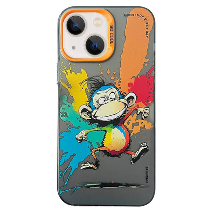 Double Layer Color Silver Series Animal Oil Painting Phone Case, For iPhone 14