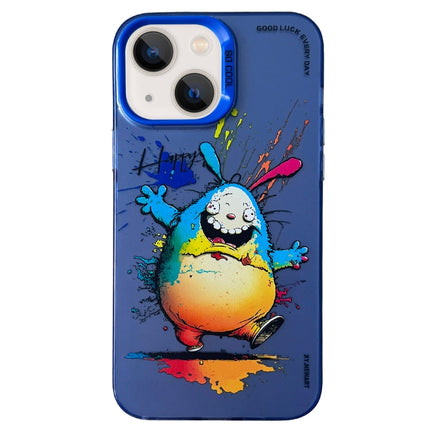 Double Layer Color Silver Series Animal Oil Painting Phone Case, For iPhone 14