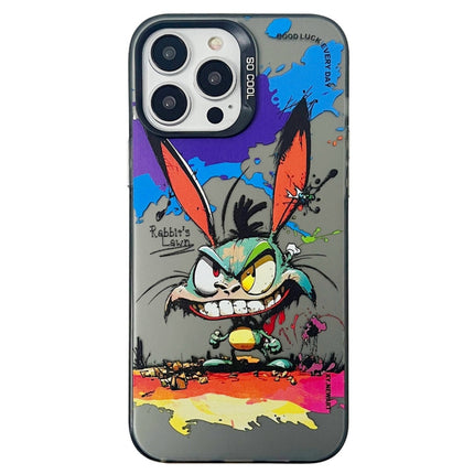 Double Layer Color Silver Series Animal Oil Painting Phone Case, For iPhone 14 Pro