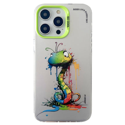 Double Layer Color Silver Series Animal Oil Painting Phone Case, For iPhone 13 Pro Max