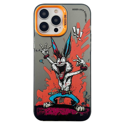 Double Layer Color Silver Series Animal Oil Painting Phone Case, For iPhone 13 Pro Max