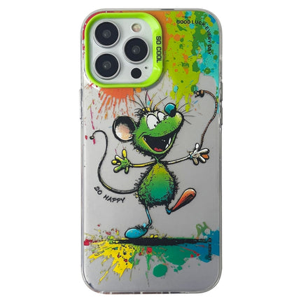 Double Layer Color Silver Series Animal Oil Painting Phone Case, For iPhone 13 Pro