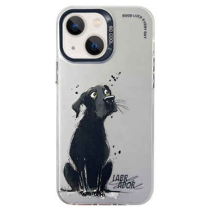 Double Layer Color Silver Series Animal Oil Painting Phone Case, For iPhone 13