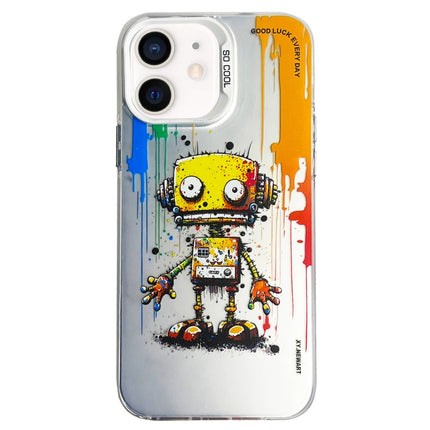 Double Layer Color Silver Series Animal Oil Painting Phone Case, For iPhone 12