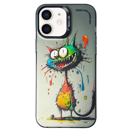 Double Layer Color Silver Series Animal Oil Painting Phone Case, For iPhone 12